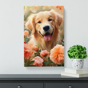 Golden retriever canvas wall hot sale art